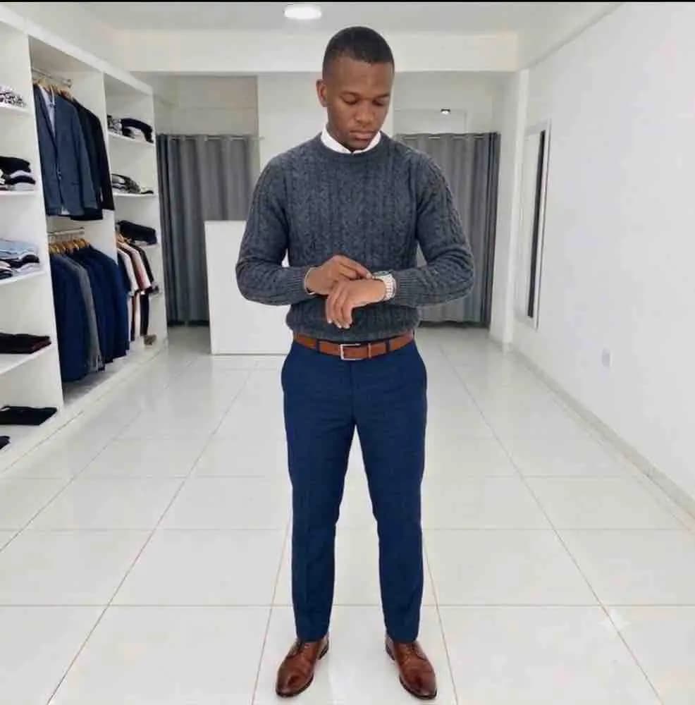 Grey cable knit look